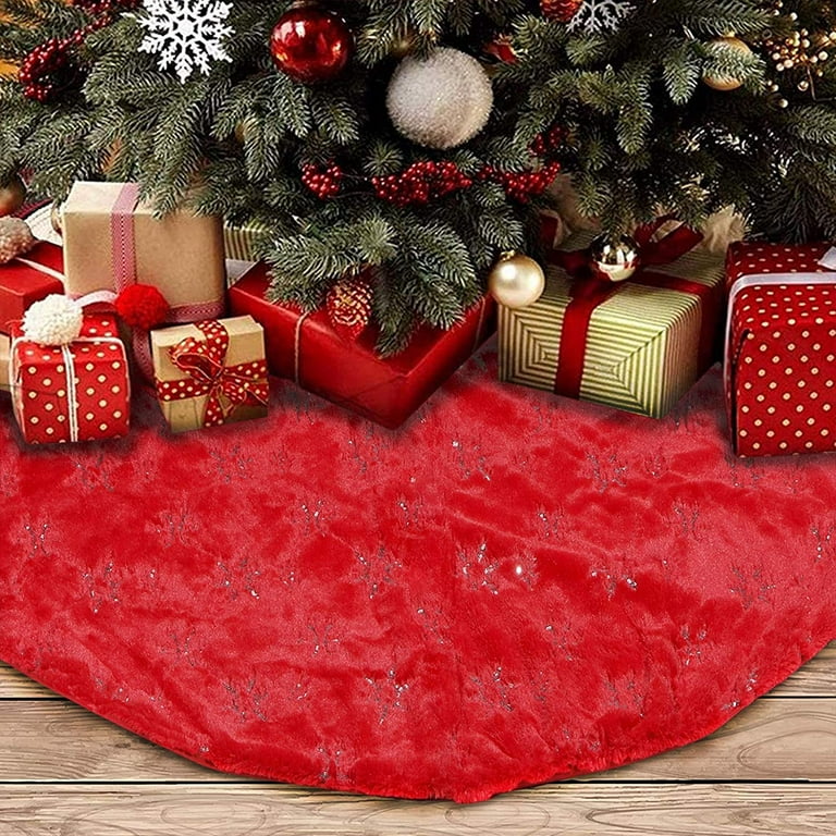 Christmas Tree Skirt 30 Inches Large Red Tree Skirt with High