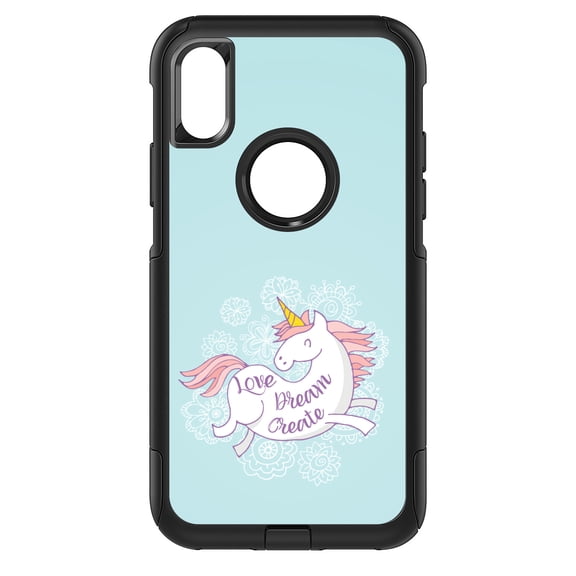 DistinctInk Custom SKIN / DECAL compatible with OtterBox Commuter for iPhone XR (6.1" Screen) - Flying Unicorn - Love / Dream / Create