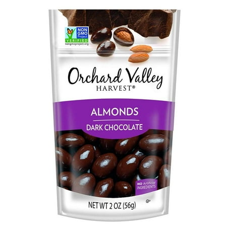 ORCHARD VALLEY HARVEST Dark Chocolate Almonds, 2 oz Non-GMO, No Artificial Ingredients