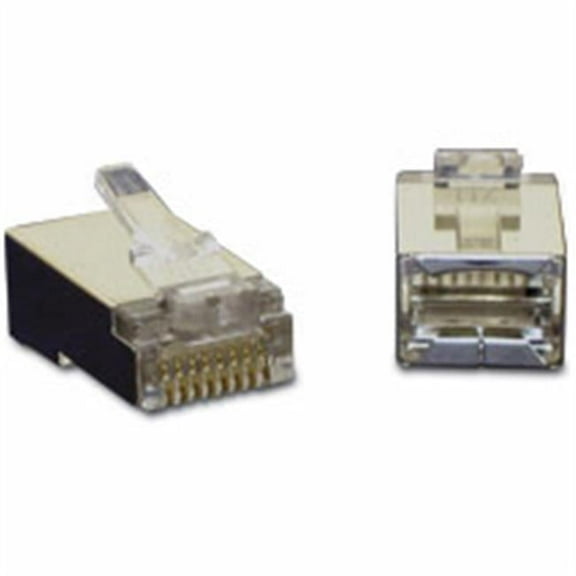 RJ45 SHIELDED CAT 5 MODULAR PLUG for ROUND SOLID CABLE 10-PK