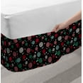 thumbnail image 2 of Floral Bed Skirt, Colorful Silhouettes of Chrysanthemum Flowers and Repeated Polka Dots, Elastic Bedskirt Dust Ruffle Wrap Around for Bedding Decor, 4 Sizes, Charcoal Grey Multicolor, by Ambesonne, 2 of 2