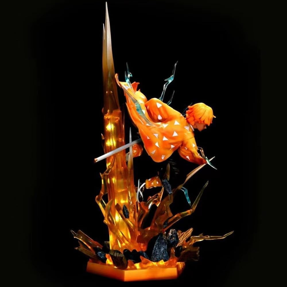 Agatsuma Zenitsu Figure Large Size Lighting Agatsuma Zenitsu Figurine 35cm/13.8inch PVC Character Statue Collection Anime Fans Gifts