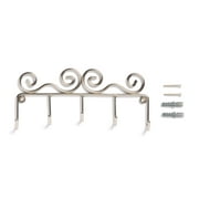 Mainstays 7.25 inch Shelf Mail and Key Wall Mount Rack Organizer with 5 Key Hooks for Leashes, Keychains, 2 lbs Capacity, Satin Nickel, 1 Pack