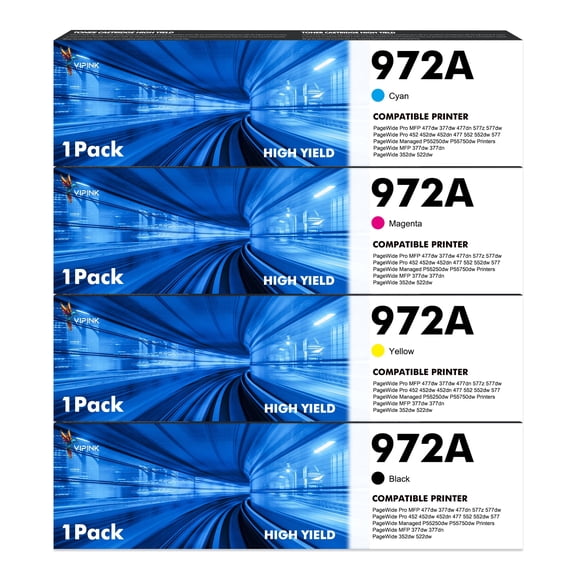 972A Ink Cartridges Compatible for HP 972 Ink Cartridges for Pagewide Pro 477dw 577dw 452dw 477dn 452dn 577z 552dw 377dw P55250dw Printers (Black Cyan Magenta Yellow) 4-Pack