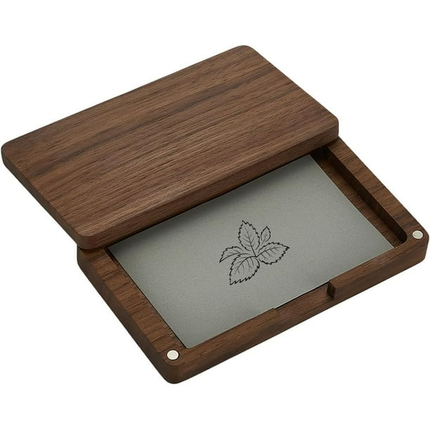 Tarjetero de madera de 11,4 x 6,6 x 1,8 cm, con bolsillo y cierre magnético, color marrón coco, rectangular, para tarjetas de crédito.