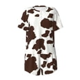 thumbnail image 7 of Ratiio Brown Cow Print Womens Pajama Sets 2 Piece Soft Short Sleeve Top and Shorts Sleepwear Round Neck Pjs Lounge Set, 7 of 7