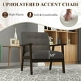 thumbnail image 4 of Westice Accent Chair 1PC, Mid-Century Modern Living Room Chairs with Solid Wood Frame & Soft Thicken Cushion, Upholstered Arm Reading Chair for Bedroom, Balcony, Grey Linen Fabric & Black Legs, 4 of 9