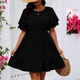 thumbnail image 6 of QQZ Womens Plus Size Summer Casual Midi Dress Short Ruffle Sleeve Tiered Empire Waist T-Shirt Dress, 6 of 7
