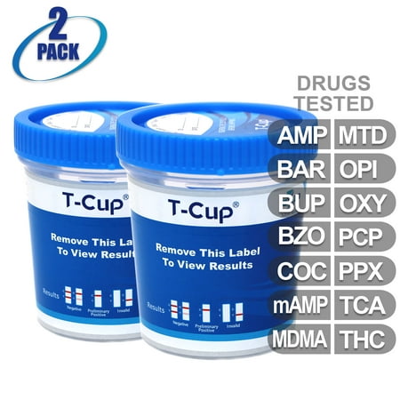 MiCare [2pk] - 14-Panel T-Cup Instant Urine Drug Test - (AMP/BAR/BUP/BZO/COC/mAMP/MDMA/MTD/OPI/OXY/PCP/PPX/TCA/THC)