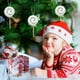 thumbnail image 5 of Adorno navideño de piruleta de espuma con diseño de rayas de lentejuelas | Decoración brillante para colgar en el árbol de Navidad con lazo, 5 of 6