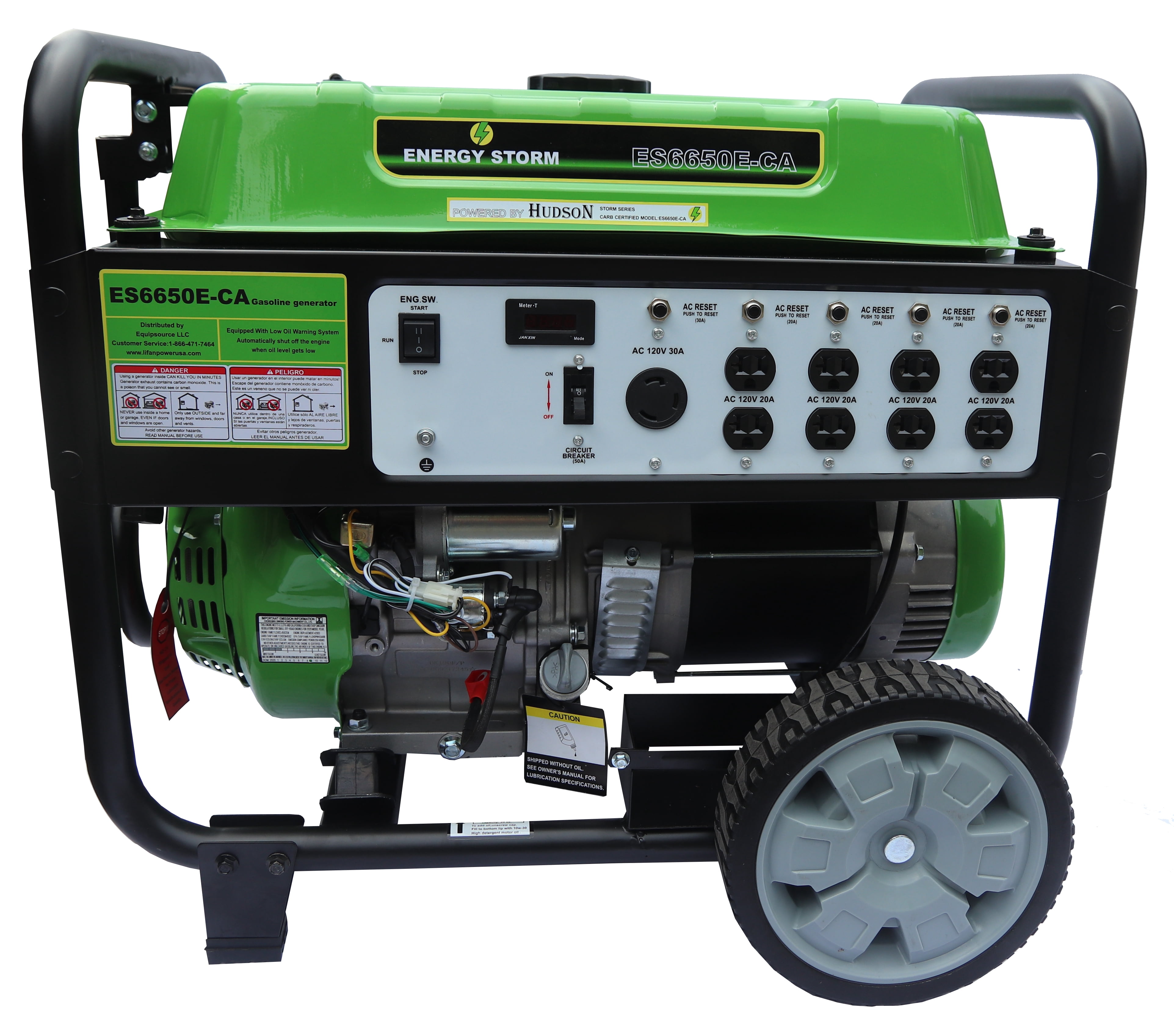 Lifan 6000W Electric & Recoil Start Power Generator, Low Oil Shutdown