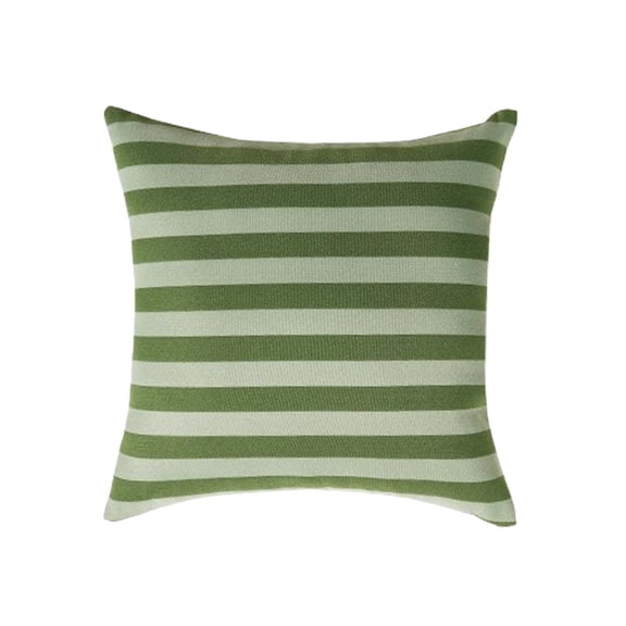 Sulaicai Green Stripe Outdoor Throw Pillow, 18x18 Inch Decorative Fade-Resistant Cushion, Soft Square Pillow for Patio, Couch, Living Room & Balcony