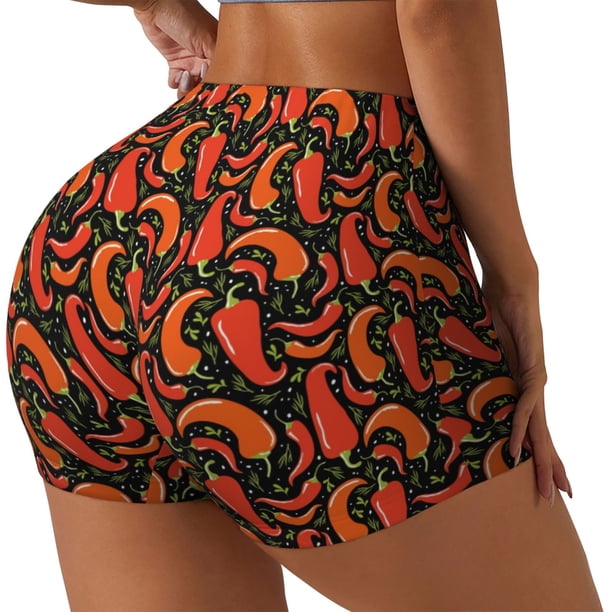 Fotbe Red Hot Chili Shorts Sin Costuras – Shorts Deportivos de Cintura Alta para Mujer, Elásticos para Gimnasio, Yoga, Running o Ciclismo-Medium