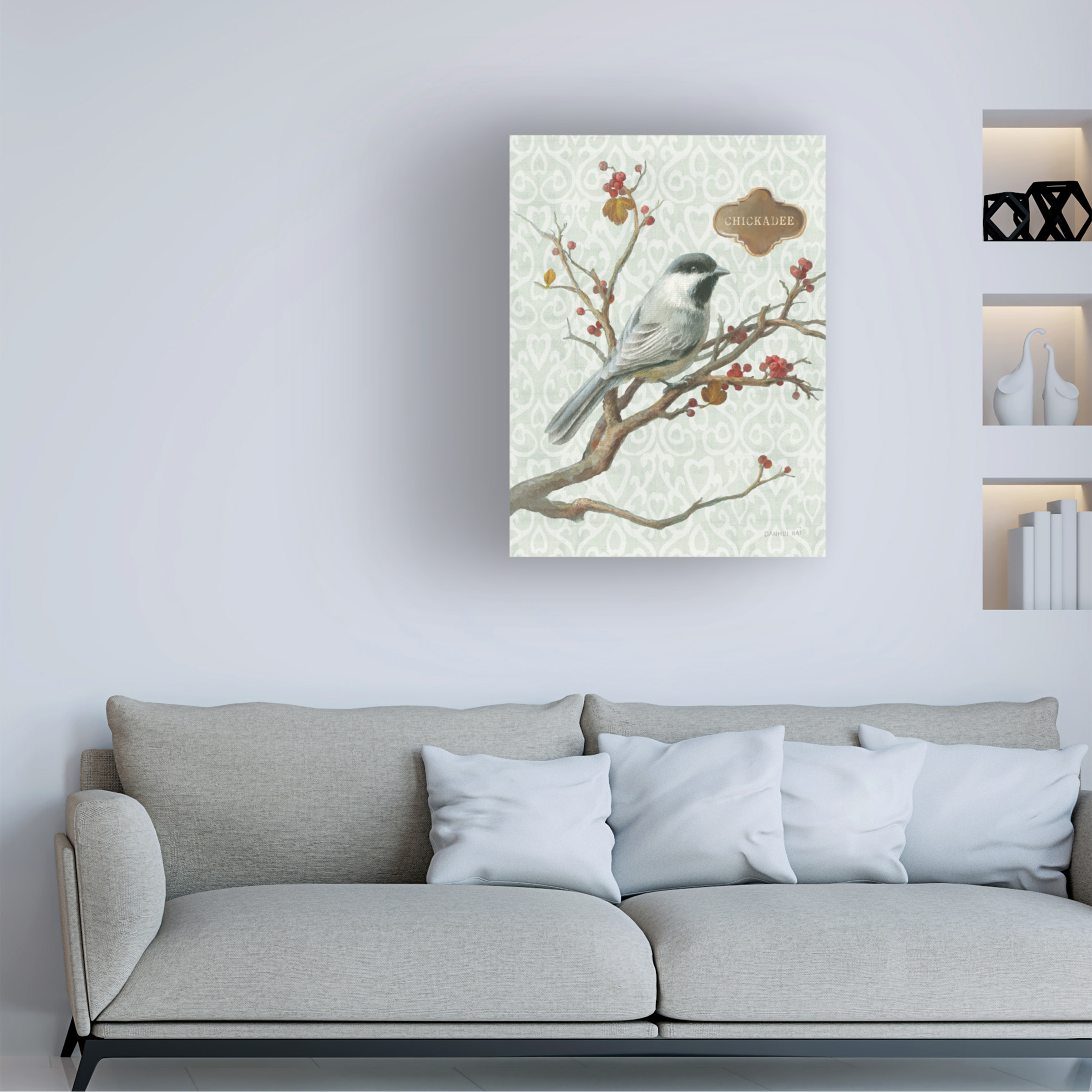 Trademark Fine Art 'Winter Bird Chickadee' Canvas Art by Danhui Nai