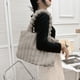 thumbnail image 5 of Bolso de mano elegante de gran capacidad de tela suave, elegante bolso de hombro, estilo elegante, asa cómoda, uso diario, otoño e invierno, terciopelo suave, caqui, 5 of 6