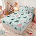 thumbnail image 3 of Manfei Father Christmas Zipper Full Size Comforter Sets with Fitted Sheet and 2 Pillowcases Santa Zipper Bedding Set, Cream Green, Xmas Reversible, 3 of 7