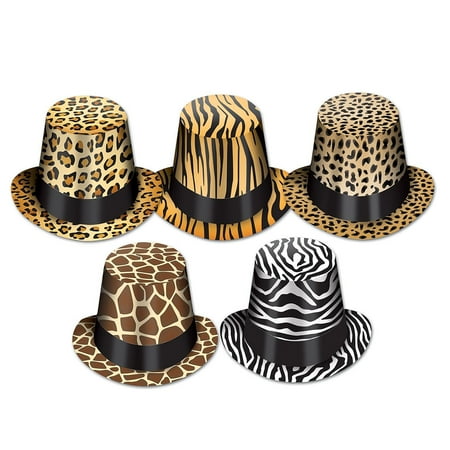 Beistle Club Pack of 25 Assorted Animal Print Costume Hi-Hat