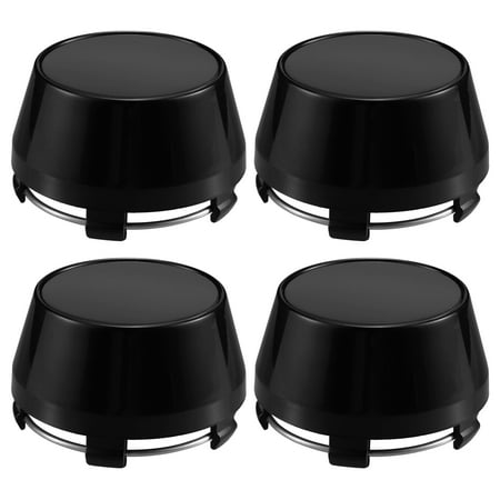 Unique Bargains 4 Pcs 60mm 5 Clips Wheel Rim Hub Center Caps with Sticker Black