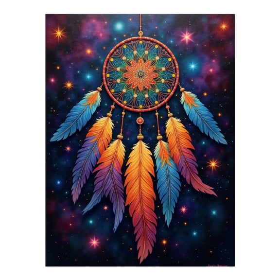 Diamond Art Kit for Adults, Dreamcatcher Feathers Art Diamond Painting for Adults Beginners, DIY Diamond Art Painting Kits, 5D Diamond Painting Crafts for Home Decor 12x16 Frameless
