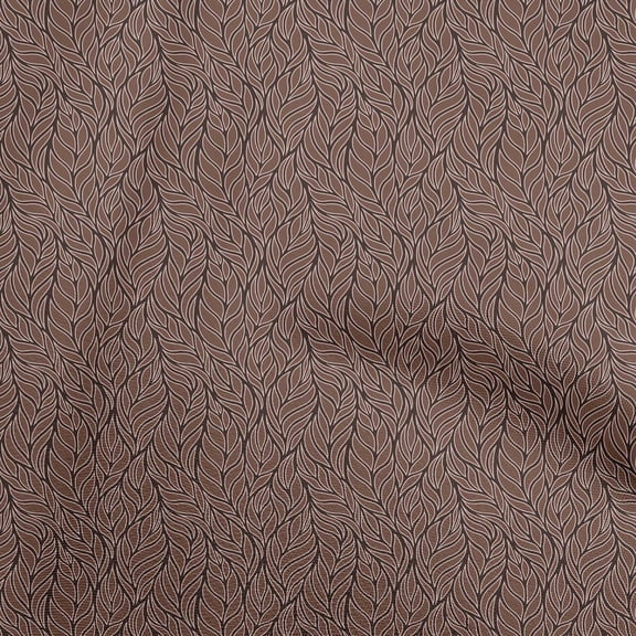 oneOone Cotton Poplin Brown Fabric Leaves Quilting Supplies Print Sewing Fabric By The Yard 56 Inch Wide