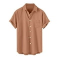 thumbnail image 2 of Clearance Savings Men Shirts Casual Fashion Turndown Collar Solid Short Sleeve Button Shirt Tops Blouse Khaki, 2XL, 2 of 7