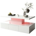 thumbnail image 4 of Modern high-gloss white coffee table – simple and versatile, with a hidden drawer, 4 of 33