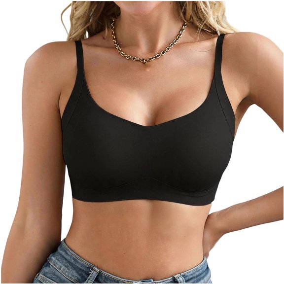Gytharion Women's Wireless Bras Solid Color Smooth Cups Wide Straps Sports Bras Flexible Support Everyday Seamless Bras