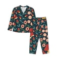 thumbnail image 1 of Fotbe Berries and Flowers Conjunto de Pijama de Manga Larga para Mujer con Estampado, Ropa de Dormir de 2 Piezas, Conjunto de Casa Suave y Cómodo con Bolsillos-Large, 1 of 7