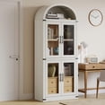 thumbnail image 5 of Home Arched Pantry Cabinet with Doors 71.4in Tall Wood Bookcase with 2 Drawers Farmhouse Kitchen Cupboard Modern Display Storage Cabinet for Kitchen, Dining Room, Bathroom, 5 of 8