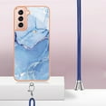 thumbnail image 3 of Mantto for Samsung Galaxy S21 Plus Case, with Lanyard Adjustable Strap, Marble Pattern Soft TPU Bumper Hard PC Back Shockproof Protective Glossy Stylish Durable Phone Case for Women Girls,Blue, 3 of 7