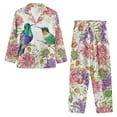 thumbnail image 6 of SEANATIVE Floral Hummingbird Button Up Pajamas for Women Long Sleeve Nights Shirts Plue Size XS Pajama Set Womens Sleepwear Sets 2 Piece Nightwear for Women Pajama, 6 of 7