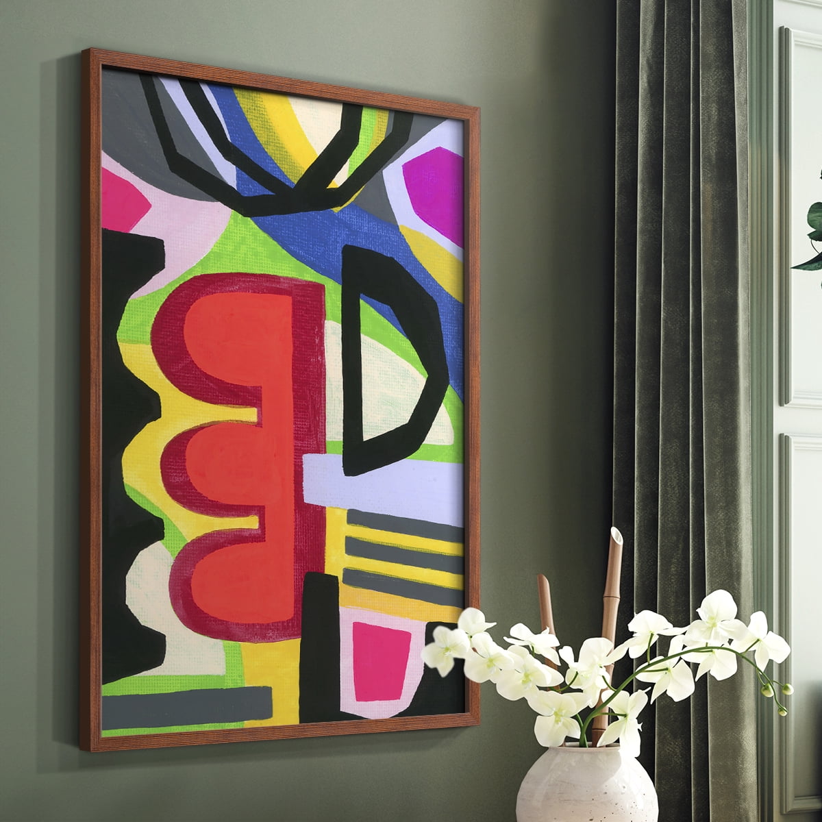 Bold Shape Shift I Framed Print in Brown Solid Wood Framed Print No Nail Hanging