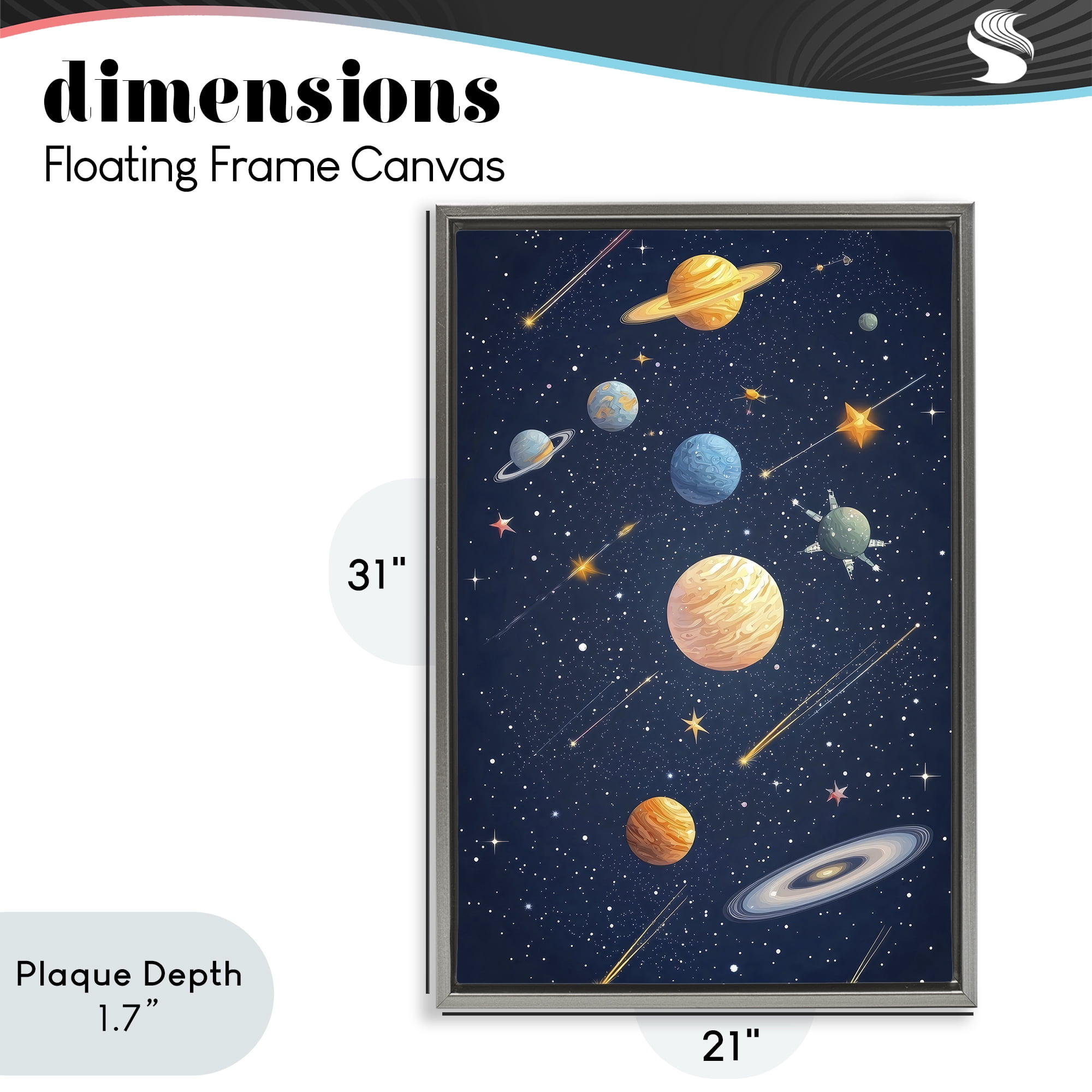 Stupell Industries The Galaxy Composition Gray Framed Floater Canvas Wall Art, design by Creative Studio
