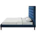 thumbnail image 4 of Posh Living Blake Button-Tufted Velvet Platform King Bed Frame in Blue, 4 of 9