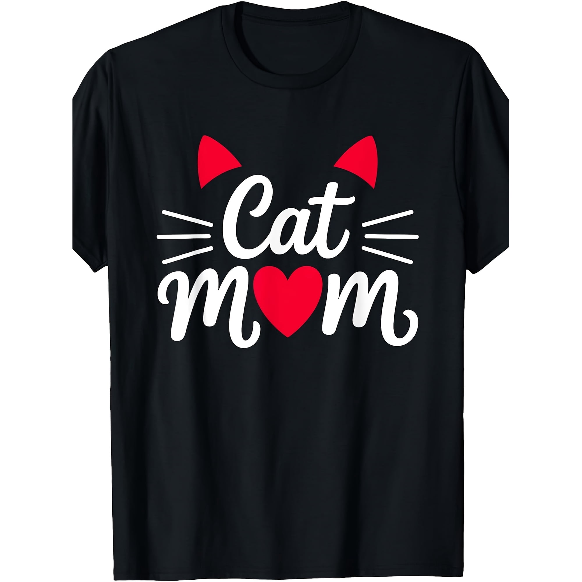 Women's Short Sleeve Casual Cute Cat Mom Heart Graphic T-Shirt