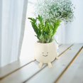 thumbnail image 4 of Sitting Flower Pot Cute Face Resin Plants Decorative Succulent Flower Pot with Drain Hole for Garden Balcony Office Window sill, 4 of 5