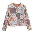 thumbnail image 2 of Ailaofu Women's Cropped Floral Quilted Puffer Vest Printed Long Sleeves Gilet Outwear, 2 of 3