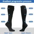 thumbnail image 2 of 2XL(3 Pack) Zipper Compression Socks for Women Men, 20-30mmHg Closed Toe Knee High Support Socks, Wide Plus Size Calf Compression Stockings,ChYoung, 2 of 10