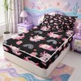 thumbnail image 2 of Manfei Salamander Pattern Zipper Queen Comforter Set with Fitted Sheet and 2 Pillowcases,Watercolor Axolotl Zipper Bedding Set,Black Reversible,4-Piece, 2 of 7