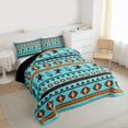 thumbnail image 3 of Homewish Retro Boho Tribal Bedding Comforter Set,Rustic Farmhouse Horse Twin Comforter Sets,Cyan Orange Bedding Set For Boy Kids,Ultra Soft Home Decor Reversible,2 Pieces, 3 of 8