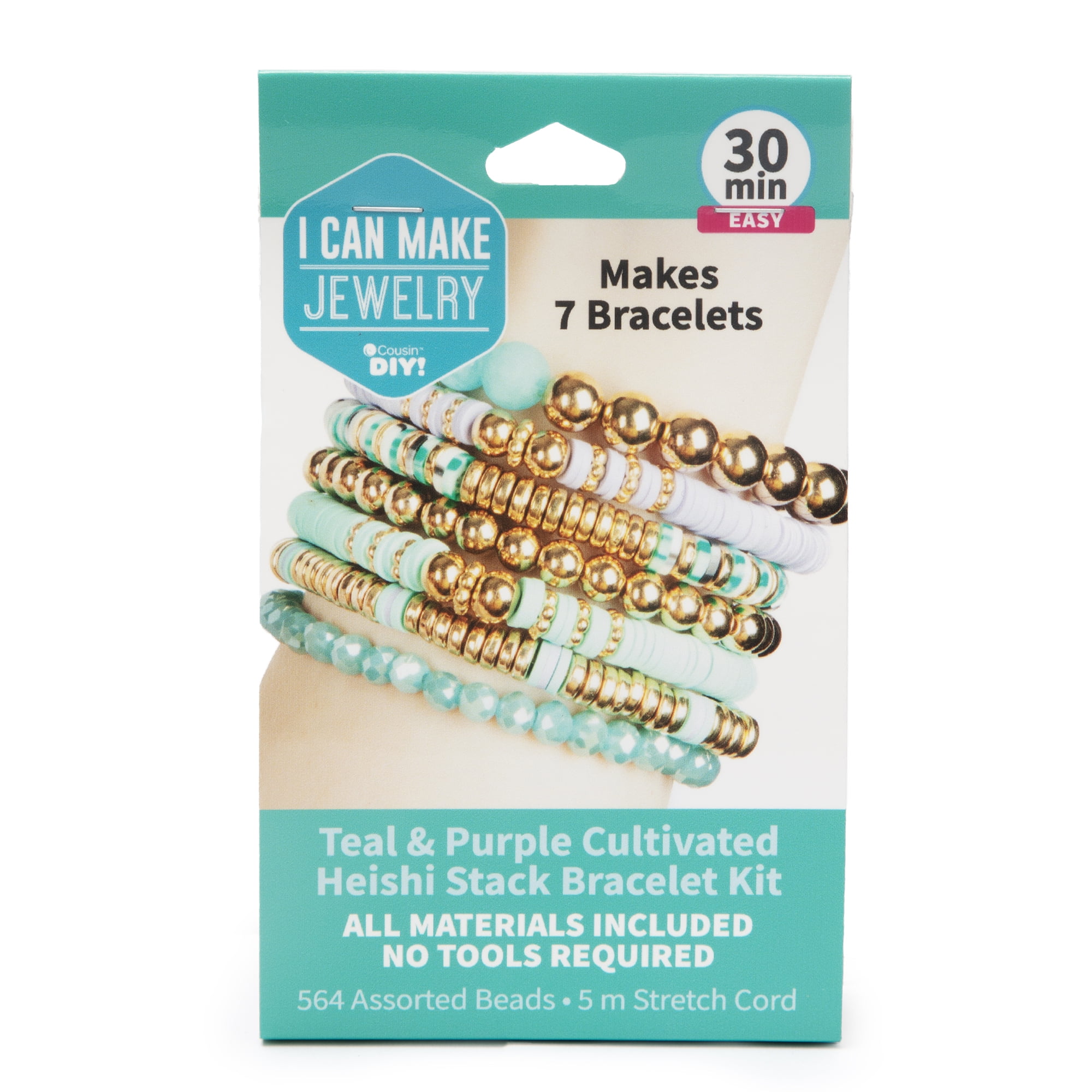 (2 pack) Cousin DIY Teal and Purple Heishi Stack DIY Bracelet Kit, Clay/Metal, 564 Beads, Adult, 69995662