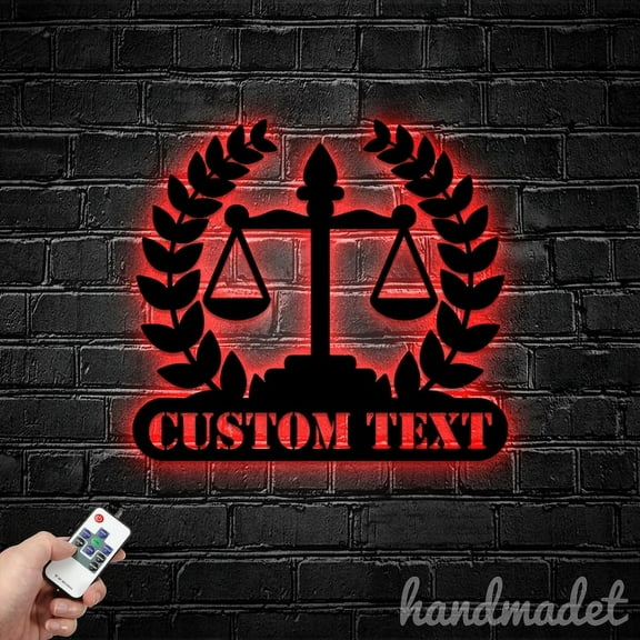 Handmadetneonsign Scales Of Justice Metal Wall Art Light, Scales Of Justice Metal Sign Wall Decor, Lawyer Metal Decor 47706
