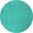 thumbnail image 1 of Ahgly Company Machine Washable Indoor Round Oriental Turquoise Blue Industrial Area Rugs, 4' Round, 1 of 4