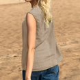 thumbnail image 4 of Tittly Tank Tops Vest for Women Summer Cotton Lnen Sleeveless Shirt Women's Loose Casual Women's Tanks & Camis Womens Tops Vest Tops for Women Beige L, 4 of 5