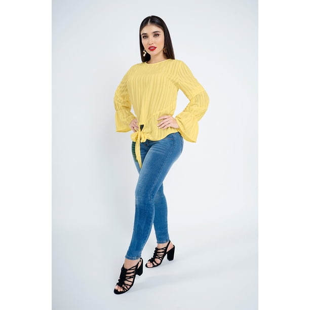 Blusa Con Moño Dama Amarillo Mundo Terra 026179