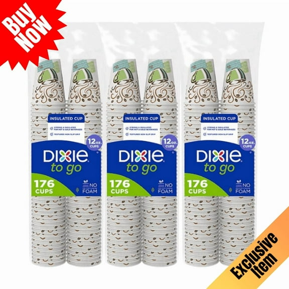 Dixie To Go Insulated Paper Cups with Lids, 12 fl oz, 528 Count