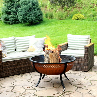 Red Ember Meridian 43 In Round Propane, Red Ember Gas Crossweave Fire Pit Bowl