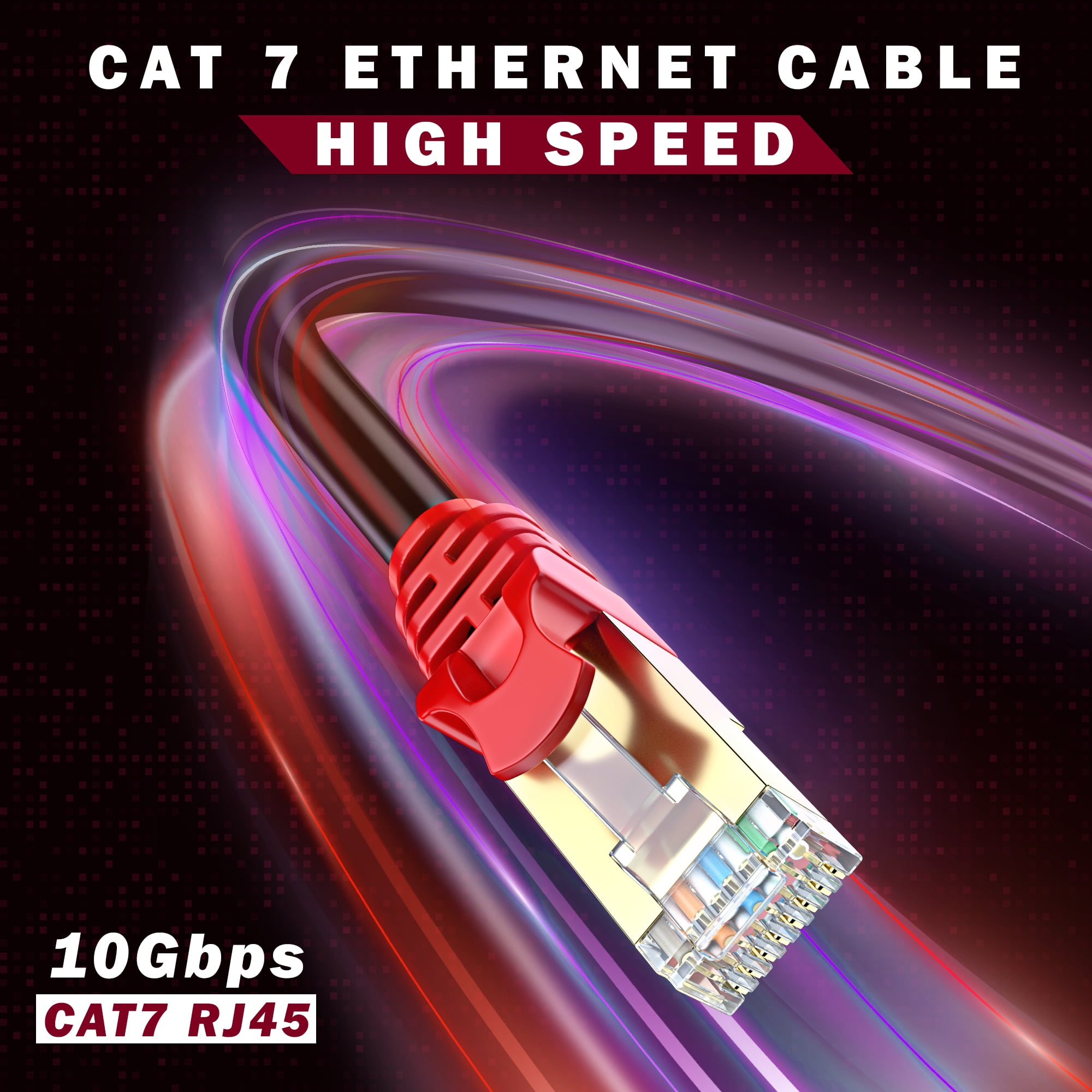 Maximm Cat7 Heavy Duty Outdoor Cable - Black - Zero Lag Pure Copper, Waterproof Ethernet Cable Suitable for Direct Burial Installations. (50 Feet)
