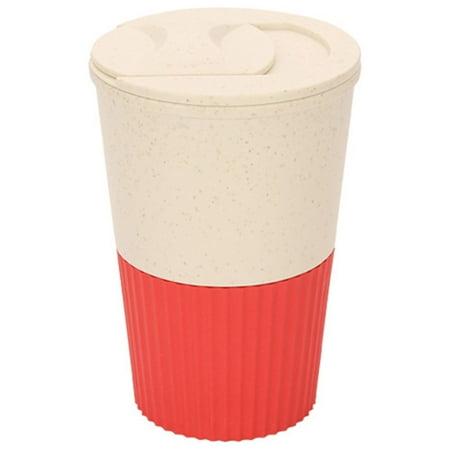 

380ML Coffee Cup Food Grade Material High Temperature Resistant Thick Leakproof Anti-crack Travel Mug With Lid Reusable Non-slip Sleeve Outdoor Fitness Breakfast Drink Cup-380ML Red