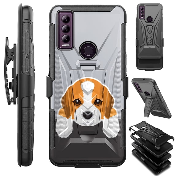 Compatible with Cricket Ovation 3 | AT&T Motivate Max; Hybrid Luxguard Holster Phone Case Cover (Cute Dog Beagle)